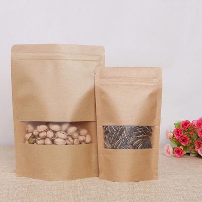 China Package Zip Lock Moisture Proof Doy Stand Up Pockets For Nuts Foods Packaging Paper Shopping Bag With Window Paper Bags for sale