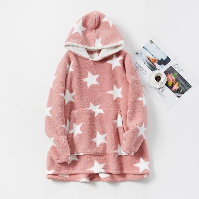 China Lamb Thermal Cashmere In The Lazy Wind Autumn Winter Men And Women Loose Hoodies Warm And Thick Can Use Home Long Dress for sale