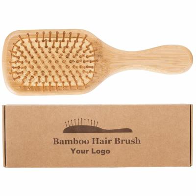 China Waterproof Detangling Eco-friendly Bamboo Massage Wooden Hair Comb Sweep Handle Hair Brush Bamboo Bamboo Hair Brush Set With Customized Logo for sale