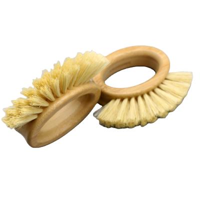 China New type viable hot sale natural bamboo vegetable brush handle sisal brush dish sisal kitchen fruit cleaning brush for sale