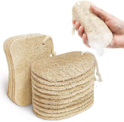 China Factory Directly 100% Sustainable Loofah Kitchen Sponge Biodegradable Dish Pads Natural Loofah Sponge Exfoliating Washing Pads for sale