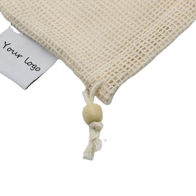 China BIODEGRADABLE Reusable Organic Cotton Mesh Bags With Drawstring For Grocery Fruit Produce Vegetables And Fruit Vegetable Bag Cotton for sale