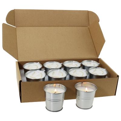 China Lemongrass 8 PCs Customized Fragrance Citronella Mosquito Personalized Mini Bucket Strong Smelling Candle for sale