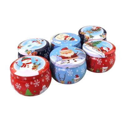 China Christmas Pillar Shape Small Metal Box Tin Christmas Santa Claus Tin Box Snowman Christmas Gift Tin Can for sale