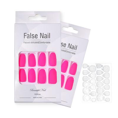 China Matte ROSALIND 24pcs/set Girls Short Artificial Acrylic Fake Nails Kits Freeze Sticker Glue Set & Matte False Nails With Packing for sale