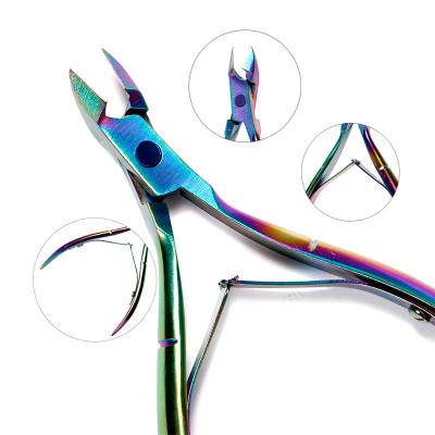 China Professional High Quality Colored Dead Skin Stainless Steel Beauty Care Scissors Nail Nippers Cuticle Nipper For Nail Art Beauty for sale