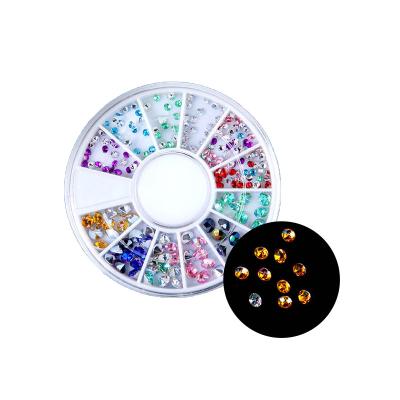 China Professional or home use types ROSALIND 12 optional acrylic silver bottom rhinestones 3d arrow drill nail art decoration nail ornament with packing for sale