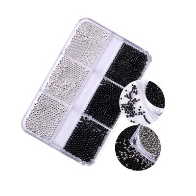 China Nail Art Beauty ROSALIND Private Label Fake Nail Stones Set Mixed Design 6 Boxes Professional Nail Steel Ball Decorations Kit For Wholesale for sale