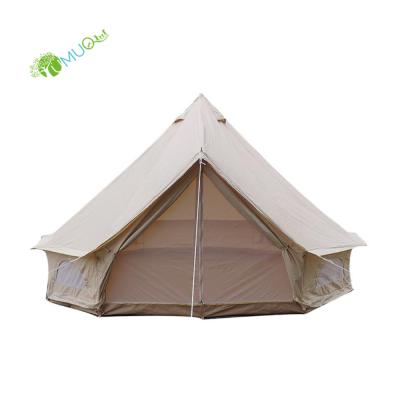 China Straight Tie Type YumuQ 5M Waterproof Cotton Canvas Bell Tent, Luxury Outdoor Resort Glamping Tent For Camping Party for sale