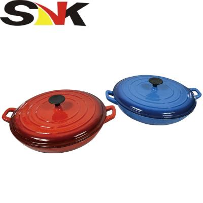 China High Quality Signature Cast Iron Enamel Casserole Sustainable Seafood and Pot with Lid and Double Handles for sale