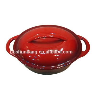 China Sustainable Enameled Oval Cast Iron Casserole With Cover And Double Handle for sale