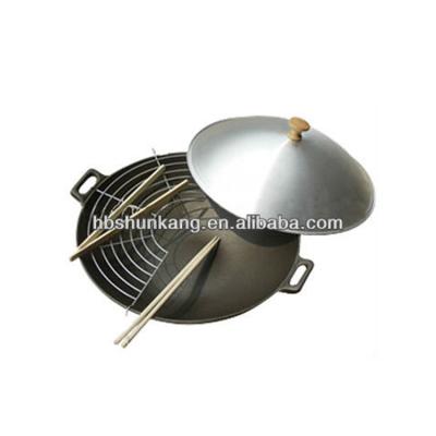 China Cast iron rounded bottom wok for sale