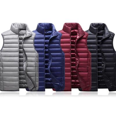 China Lightweight Insulated Men's Breathable Front Zipper Up Nylon Fabric Packable Duck Down Jacket Sleeveless Vest for sale