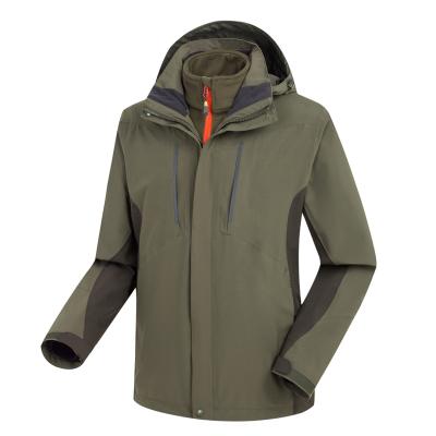 China Breathable High Quality Nylon Fabric WP5000mm Mens 3 In 1 Waterpoof Jacket With Removable Fleece Double Liner Jacket for sale