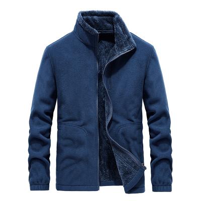 China Windproof 2 in 1 Mens Winter Outerwear Solid Color Super Soft Microfiber Warm Full Zipper Brushed Fleece Outdoor Jacket for sale