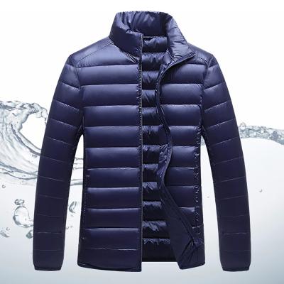 China Front Zipper Up Packable Insulated Custom Breathable Quilted Down Jacket For Men Lightweight White Duck Down Coat for sale