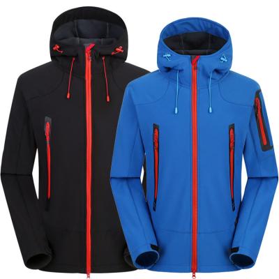 China Breathable Hooded Waterpoof Softshell Jacket Fleece Striped Front Full Zipper Winter Outdoor Coat With Laser Cut Taped Pockets for sale