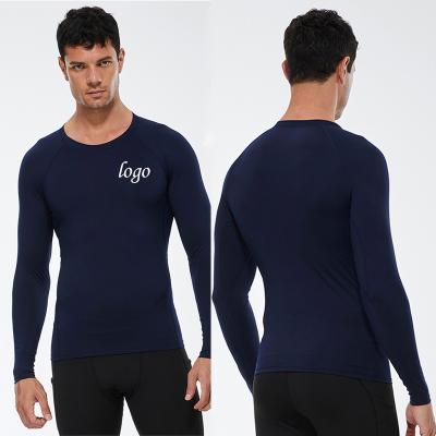 China Breathable Custom Logo Mens Quality Gym Sport Training Tee Long Sleeve Crewneck Long Sleeve High Elastic Quick Dry Tops for sale