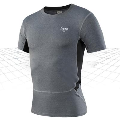 China Wholesale Cheap Mens Solid Color Gym Sports Training Tee High Stretch Tops Breathable Short Quick Dry T-shirt O Neck Mesh Sleeve for sale