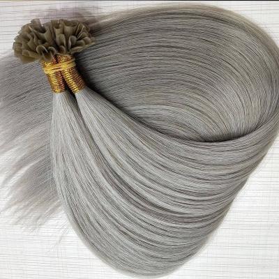 China 100%virgin hair 100%virgin hair U-tip hair extensions Ash Gray Bond Straight Double Drawn U tip hair extension for sale