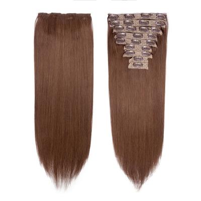 China Wholesale Silky Straight Wave Double Weft #2 Clip In Human Hair Clip In Human Hair Extensions 100% Clip 7 Pieces In Brazilian Hair Extension for sale