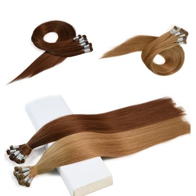 China 2022 Silky Straight Wave 100% Russian Virgin Russian Cuticle Aligned Thin Remy Human Hair Extension Seamless Hand Tied Hair Weft for sale