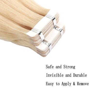 China No rejection. No tangling. Soft. Large Stock Shiny Top Quality Double Virgin Remy Blonde Human Hair Tape Hair Extensions for sale