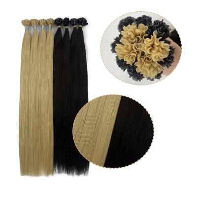 China Wholesale High Quality 100% Silk Straight Nail Hair Extension Remy Keratin Pre Bonded U Tip Hair Extension for sale