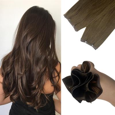 China European Wholesale Super Silky Straight PU Double Drawn Weft Remy Human Hair Wave Hair Extensions for sale