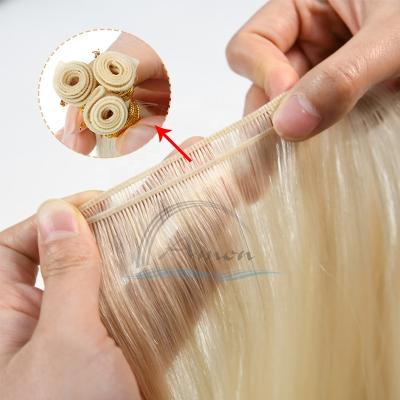 China thin & Light Can Be Cut No Thin Soft Light Russian Genie Hair Extensions Weft White New Genie Weft Silk Flat Weft Hair Back for sale