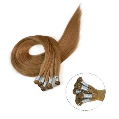 China Silk Remy Cuticle Intact Human Hair Right Hand Tied Double Drawn European Remy Hand Tied Weft Hair Weft Extension for sale