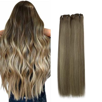 China Wholesale Unprocessed Silky Straight Double Wave Human Hair Weft Silky Straight Human Hair Extensions Machine Bone Weft for sale