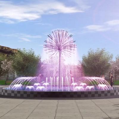 China LED-Blumenbrunnen aus Löwenzahn mit verstellbarem Wasserfluss Musiksignalkontrolle Wetterbeständig zu verkaufen