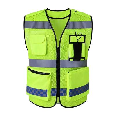 China XINJIAN High Quality Custom Multi Pockets Multi Pockets Mesh Clothing Safety Vest Road Traffic Reflective Clothing for sale