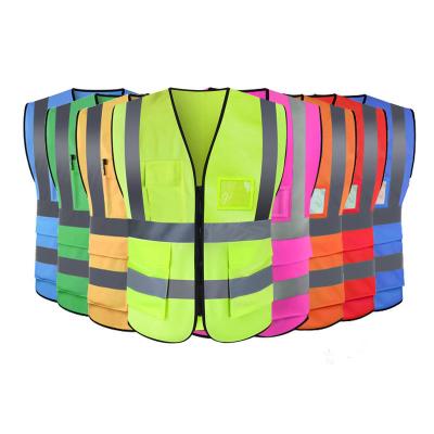 China Water Proof Vest Reflective Vest Road Safety Protective Reflective Vest Top With Pockets And Zipper for sale