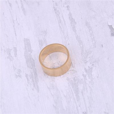 China High End Lead Free Nickel Free 18K PVD Gold Plated Brushed Band Rings Stainless Steel Women Rings Tarnish Free Jewelry for sale