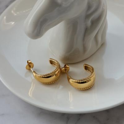 China Wholesale Vintage Jewelry Chunky Hoop Earring Tarnish Free Stainless Steel 2021 Silver Plated Lead Free PVD Nickel Free 18K Gold Plated Jewelry for sale