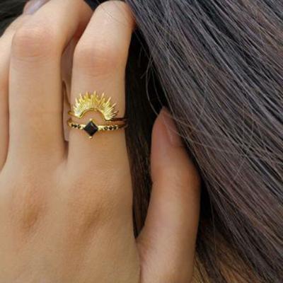 China Fashionable Simple High End Lead Free Nickel Free 18K Gold Sunflower Rings Stainless Steel Gold Plated Jewelry for sale