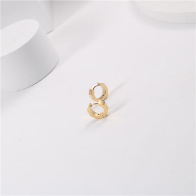 China 2021 PVD Hexagon Hoop Earring Huggie Stainless Steel Lead Free Nickel Free Gold Plated Earring Jewelry Gold Trendy Jewelry Tarnish Free for sale