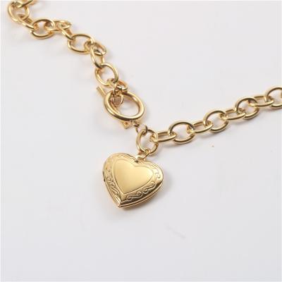 China Barbaric Gold Plated Heart Pendant Necklace Lead Free Jewelry PVD Nickel Free Tarnish Free Jewelry for sale