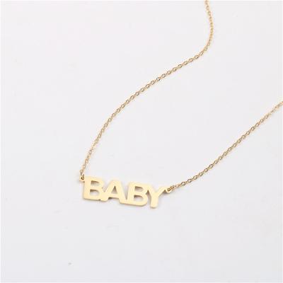 China Jewelry 18K BABY Letters Necklace Stainless Steel Barbarian Lead Free Nickel Free Gold Plated Pendant Necklace for sale