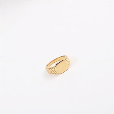 China Lead Free Nickel Free 18K PVD High End Gold Plated Plain Trendy Gold Finger Rings Stainless Steel Geometric Rings For Women Gold Jewelry for sale