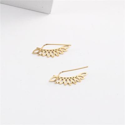 China 2021 Lead Free Nickel Free PVD Gold Plated Wings Stainless Steel Circle Earring Tarnish Free Gold Jewelry Wholesale for sale