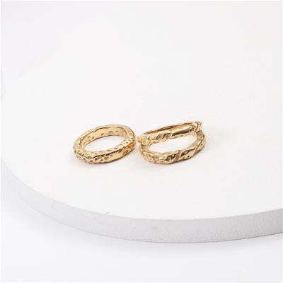 China Barbaric Jewelry Lead Free Nickel Free 18K Gold Plated Hammered Rings For Women Stainless Steel Rings For Women for sale