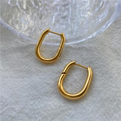 China Drop Shipping Lead Free Jewelry Nickel Free PVD 18K Gold Plated Tasty Huggie Earring Stainless Steel Jewelry Wholesale Tarnish Free Gold Jewelry for sale