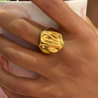 China High End Tarnish Free Lead Free Nickel Free PVD 18K Gold Plated Irregular Rings Stainless Steel Rings For Women Gold Plated Jewelry for sale