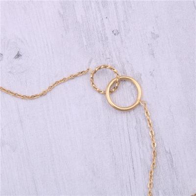 China High End Lead Free Nickel Free Gold Plated Stainless Steel Twist Two Circle Bracelet For Women Wholesale Jewelry for sale