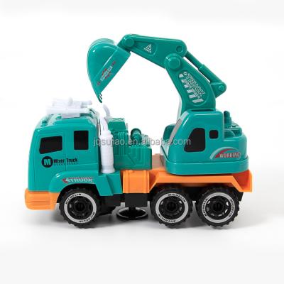 China Auto-Turn New Design Small Car Toys With Light And Music Mini Excavator Truck Model Plastics Construction Truck Toy For Children for sale