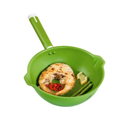 China Sustainable green beech wood handle fry pan saucepot cookware household items set non-stick pan and pot for sale