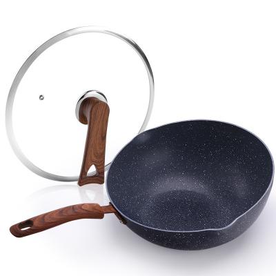 China Sustainable Wholesale NO--Smoke Frying Pan Non Stick Wok Pan With Lid Cookware Sets Cooking Pot for sale